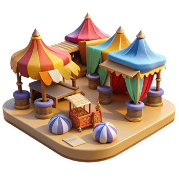stunning creative A Bustling Marketplace in a Desert Oasis 4K png