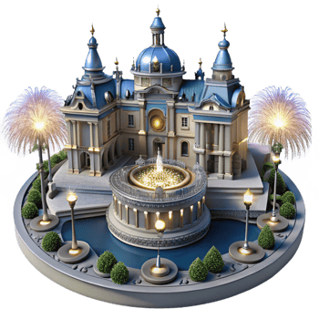 magnificent modern A Grand Baroque Palace with Ornate Garden authentic png