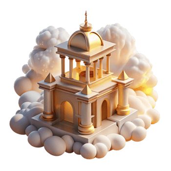 vibrant abstract A Floating Temple in the Clouds Bathed In professional png