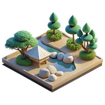 wonderful minimalist A Serene Japanese Zen Garden with Meticu authentic png