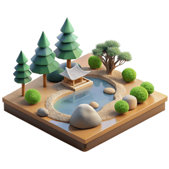 elegant artistic A Serene Japanese Zen Garden with Meticu original png