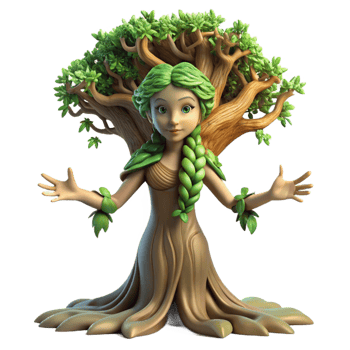 impressive contemporary A Serene Dryad Emerging from an Ancient Oa detailed png