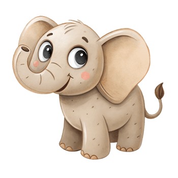 Illustration of Cute elephant, isolated on a transparent background png