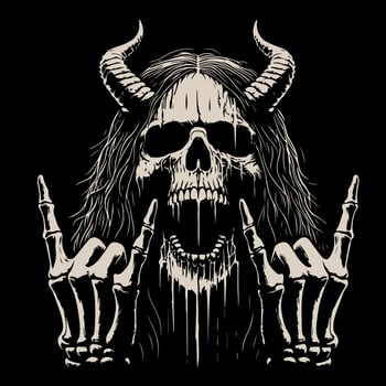 Metal rock monochrome demon skull vector