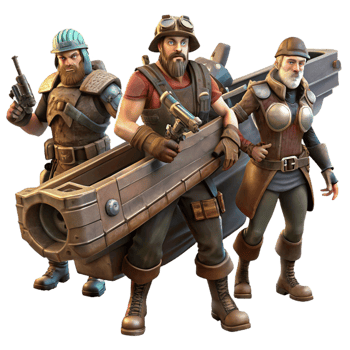 vibrant rustic A Group of Space Pirates Clad in Tatter premium png