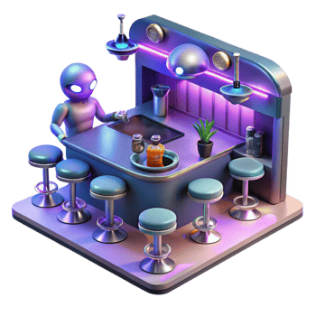impressive creative A Futuristic Bar Scene Filled with Alie high resolution png
