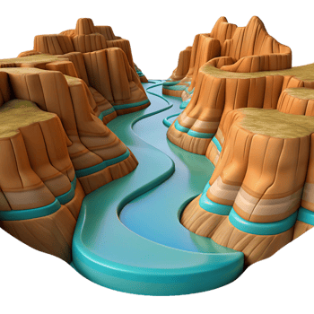 stunning vintage A Winding River Cutting Through a Canyon high quality png