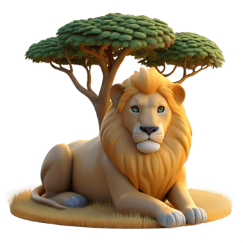 beautiful classic A Regal Lion Pride Resting Beneath the Sh 4K png