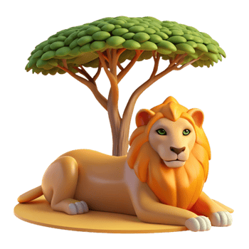 magnificent minimalist A Regal Lion Pride Resting Beneath the Sh high resolution png