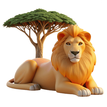 wonderful modern A Regal Lion Pride Resting Beneath the Sh professional png
