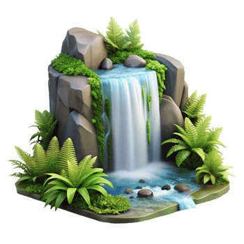 elegant contemporary A Cascading Waterfall Surrounded by Lush premium png