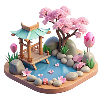 impressive modern A Serene Japanese Garden with a Koi Pond authentic png