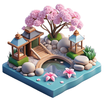 extraordinary creative A Serene Japanese Garden with a Koi Pond high quality png