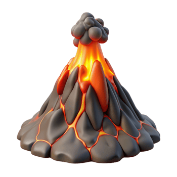 dramatic rustic A Volcanic Eruption with Lava Flowing Dra exclusive png