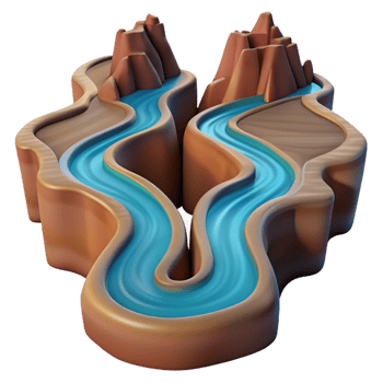 dramatic rustic A Winding River Flowing Through a Canyon premium png