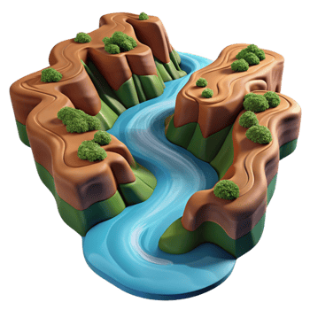 extraordinary abstract A Winding River Flowing Through a Canyon genuine png