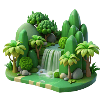 wonderful contemporary A Lush Green Forest with a Hidden Waterfa authentic png