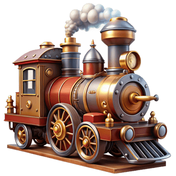 impressive minimalist A Steampunk Train Engine with Intricate premium png