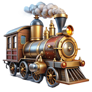 wonderful modern A Steampunk Train Engine with Intricate high quality png