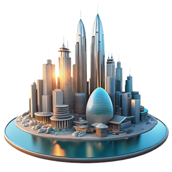 vibrant vintage A Futuristic City Built on the Ocean Towe high resolution png