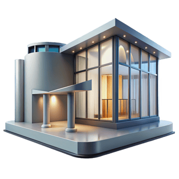 dramatic traditional A Sleek Modern Art Museum with Large Glas detailed png