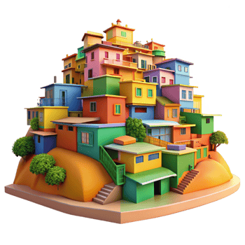 stunning modern A Colorful Favela Built on a Hillside Vi authentic png