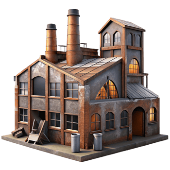 impressive vintage A Dilapidated Factory with Broken Windows original png