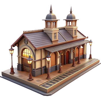 magnificent vintage Victorian Railway Station Busy Platform high quality png