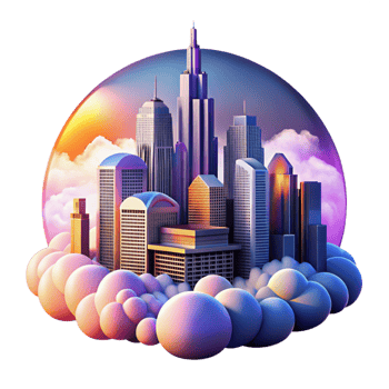 serene minimalist A Futuristic Cityscape Towering Skyscra original png