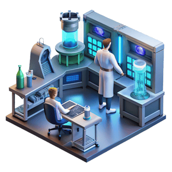 serene traditional A Futuristic Laboratory Filled with Com detailed png