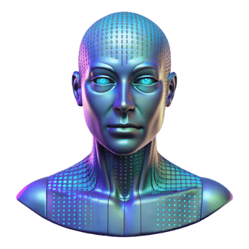 serene rustic A Holographic Projection of a Human Face detailed png