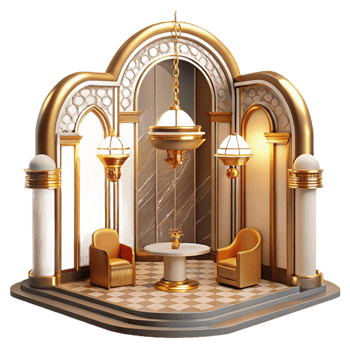 wonderful artistic An Art Deco Hotel Lobby Symmetrical Marb professional png