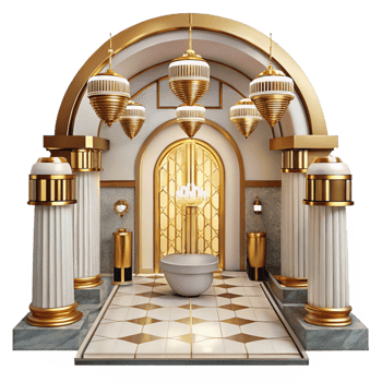 beautiful traditional An Art Deco Hotel Lobby Symmetrical Marb 4K png
