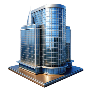 serene abstract A Modernist Glass Skyscraper Reflecting premium png