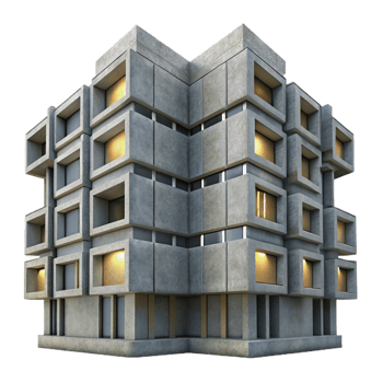 vibrant rustic A Brutalist Concrete Apartment Block Repe detailed png