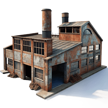 magnificent minimalist An Abandoned Industrial Factory Rusted high resolution png