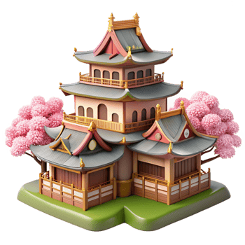 serene traditional A Traditional Japanese Castle Multiple T detailed png