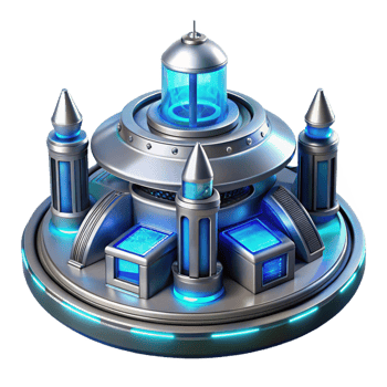 serene creative A Futuristic Space Station Sleek Metallic professional png