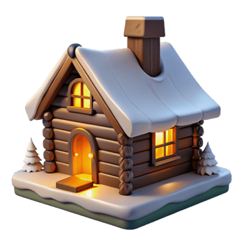 dramatic creative A Cozy Log Cabin in the Snow Warm Firelig detailed png