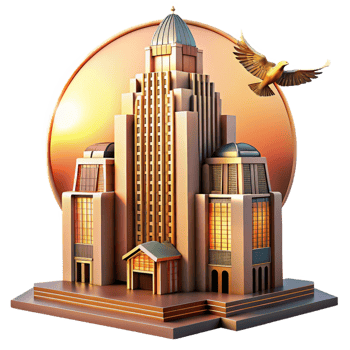 magnificent creative A Towering Art Deco Skyscraper Geometri professional png