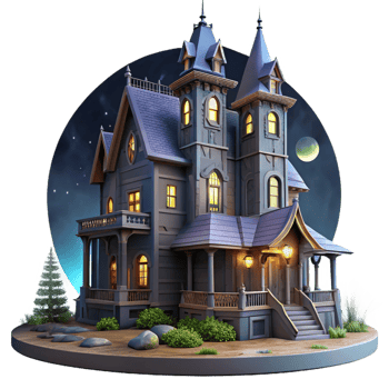 impressive creative A Dilapidated Haunted Victorian Mansion exclusive png
