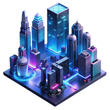 dramatic traditional A Futuristic Cityscape at Night Towering premium png