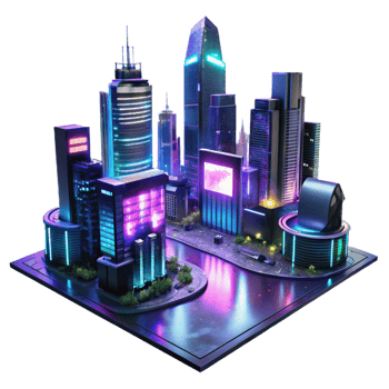 serene rustic A Futuristic Cityscape at Night Towering authentic png
