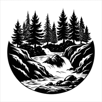 Water Flowing Over Rocks vector