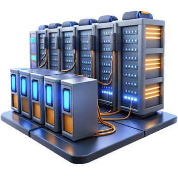 beautiful rustic A Server Room Rows of Servers with Blink 4K png
