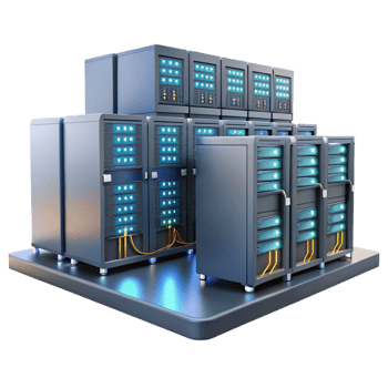 dramatic minimalist A Server Room Rows of Servers with Blink premium png