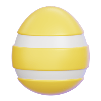 Yellow Easter Egg with Stripes Isolated. 3D render illustration png