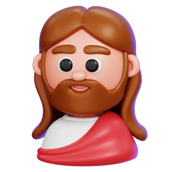 Jesus Christ cute cartoon character isolated. 3D render illustration png