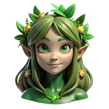 serene modern Portrait of a Mischievous Forest Nymph W original png