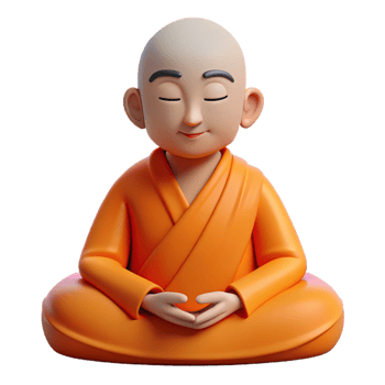 extraordinary minimalist Portrait of a Serene Buddhist Monk in Oran authentic png
